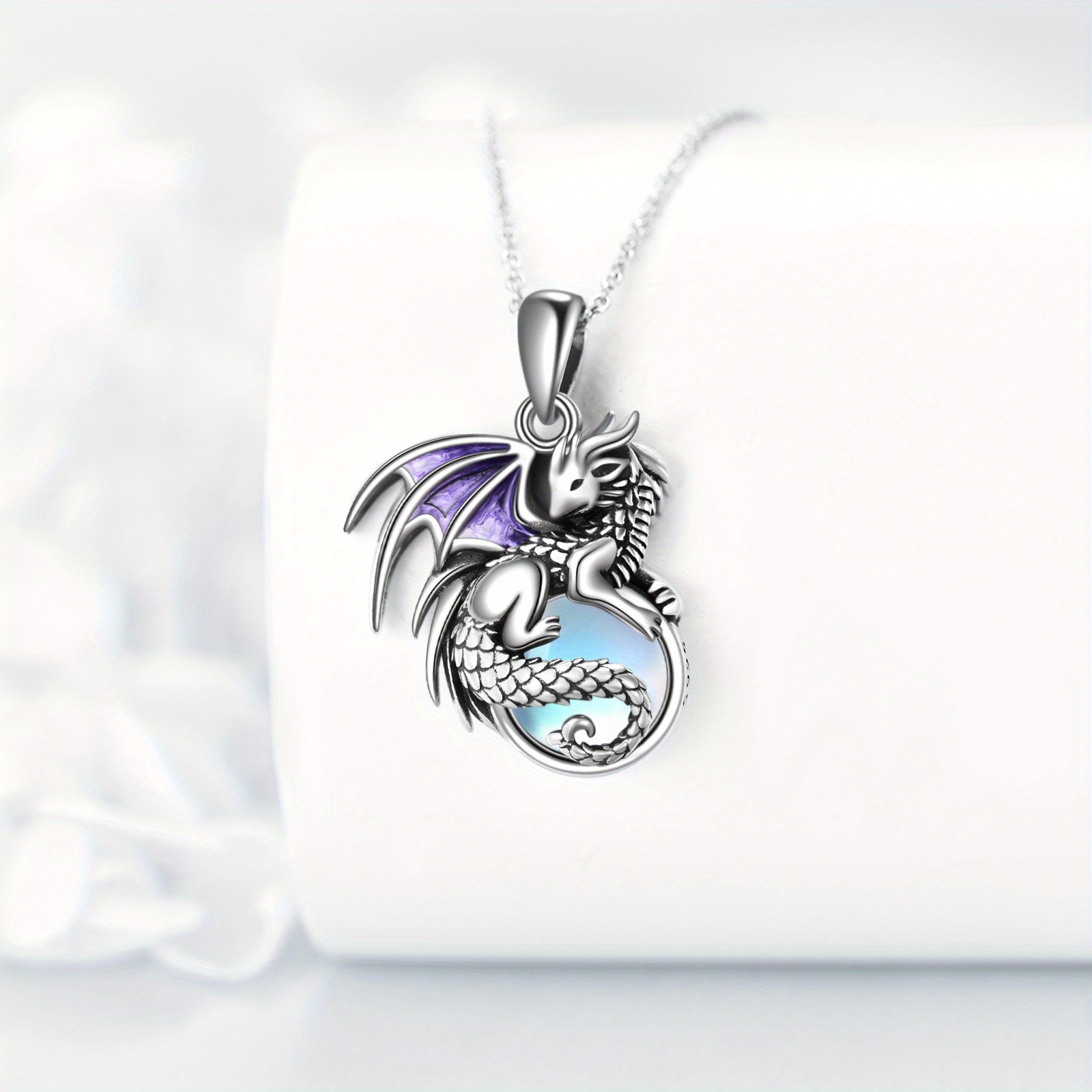 Dragon Necklace Moonstone Dragon Pendant Necklace for Women